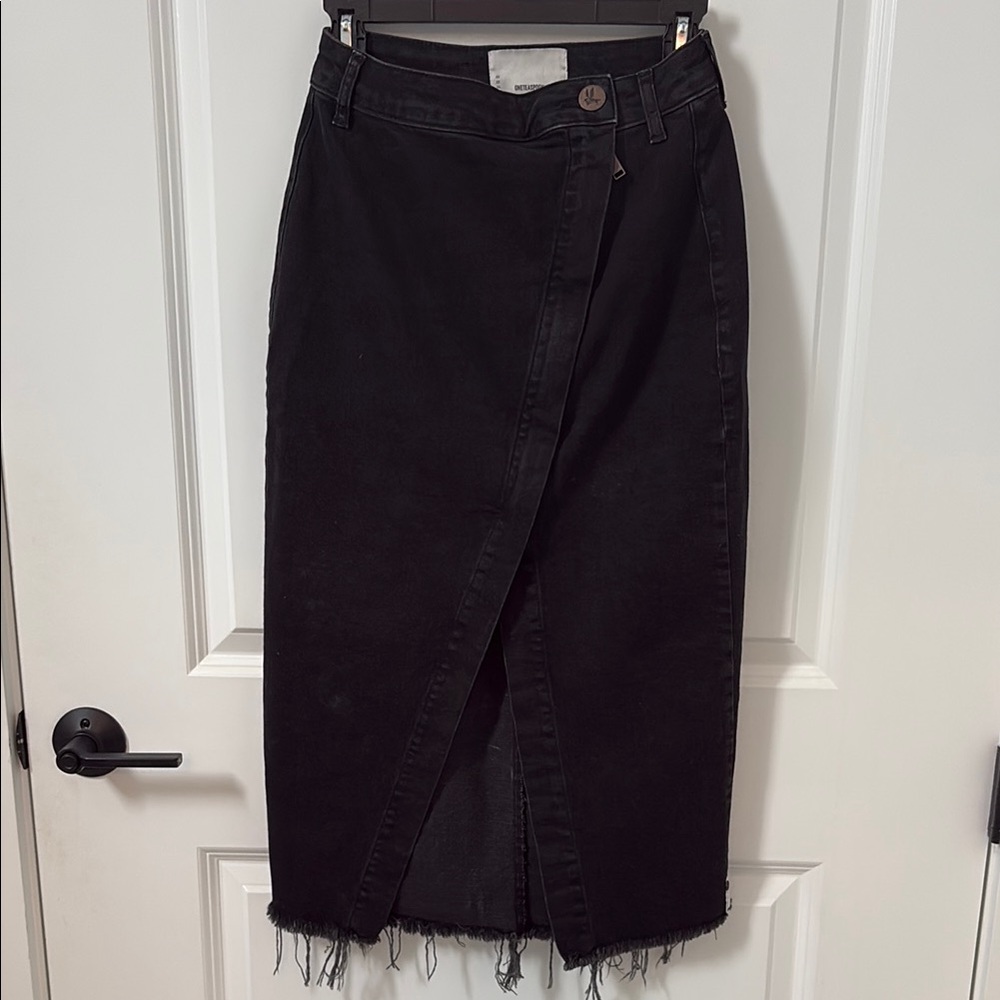 Black Denim Wrap Skirt